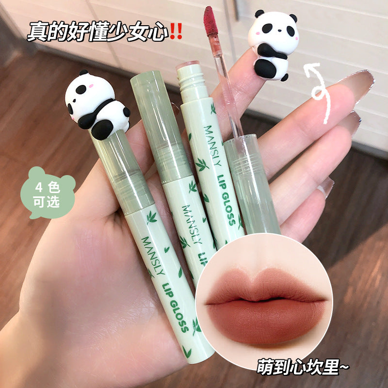 MANSLY熊猫羽纱口红唇彩持久显白显色不沾杯不掉色柔雾唇釉学生女跨境