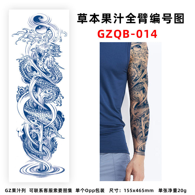 Free shipping Tattoo Factory in Stock Wholesale Herbal Juice Full Arm Tattoo Sticker Waterproof Sweat-Proof Imitation Tattoo Semi Permanent Tattoo Sticker