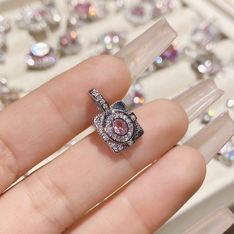 珠宝首饰山茶新款超仙公主粉宝石吊坠合集 精工镀18K璀璨繁星蝴蝶结项坠女