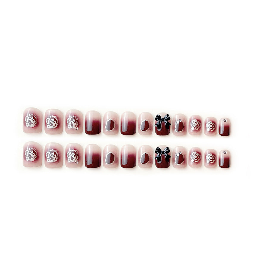 Fashion  nail Red with Golden Rose New Year Armor Flame Rose Wear Armor Ins Style Nail Sticker Finished A4