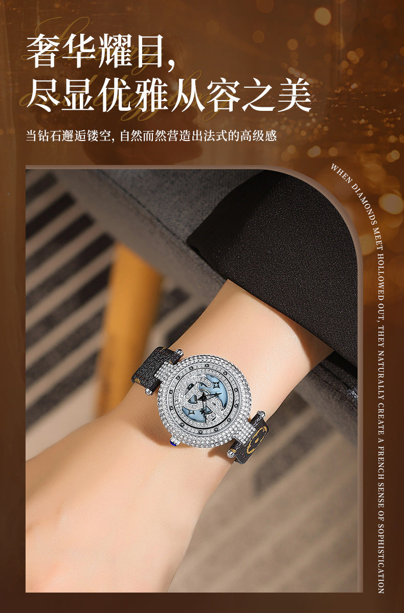 Fashion women's watchLive Broadcast Diamond-Embedded Affordable Luxury Fashion Good Luck Comes Starry Goddess Light Luxury High-Grade Waterproof Quartz Watch Women's Watch