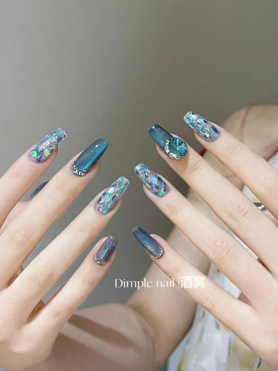 Fake Nails Can Be Worn with Sea Elf Cat Eye Sequins White Manicure High-Grade Hand-Wear Nail Phototherapy Lasting