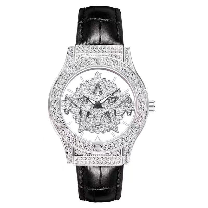 Fashion women's watchHot Five-Pointed Star Watch Good Luck Comes Starry with Diamonds Hollow Waterproof High Fashion Women's Quartz Watch