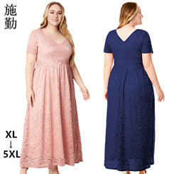Fashion women's wear  Cross Border plus Size Foreign Trade Women's Clothing Popular Long Sleeve Lace Slim Dress Dress
