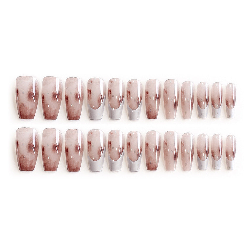 Fashion  nail European and American Simple White French Rendering Popular INS Style European Square Wear Armor Fake Nail Patch Wholesale A44