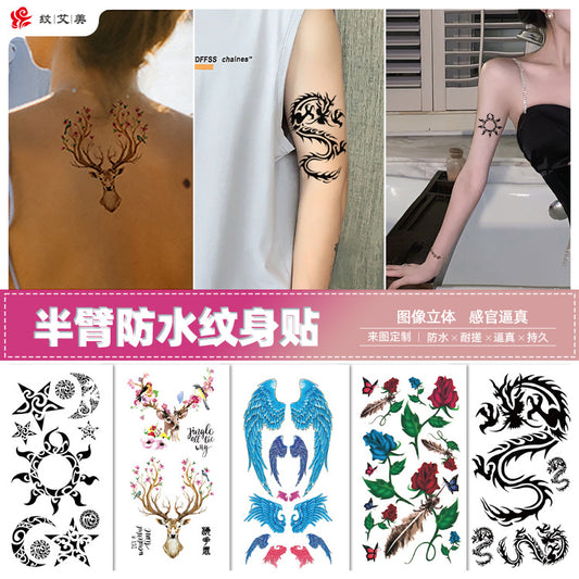 Free shipping Tattoo Wholesale New Tattoo Sticker Long Lasting Waterproof Stickers English Alphabet Letters Flowering and Fruiting Color Arm Half Sleeve Simulation Tattoo Sticker