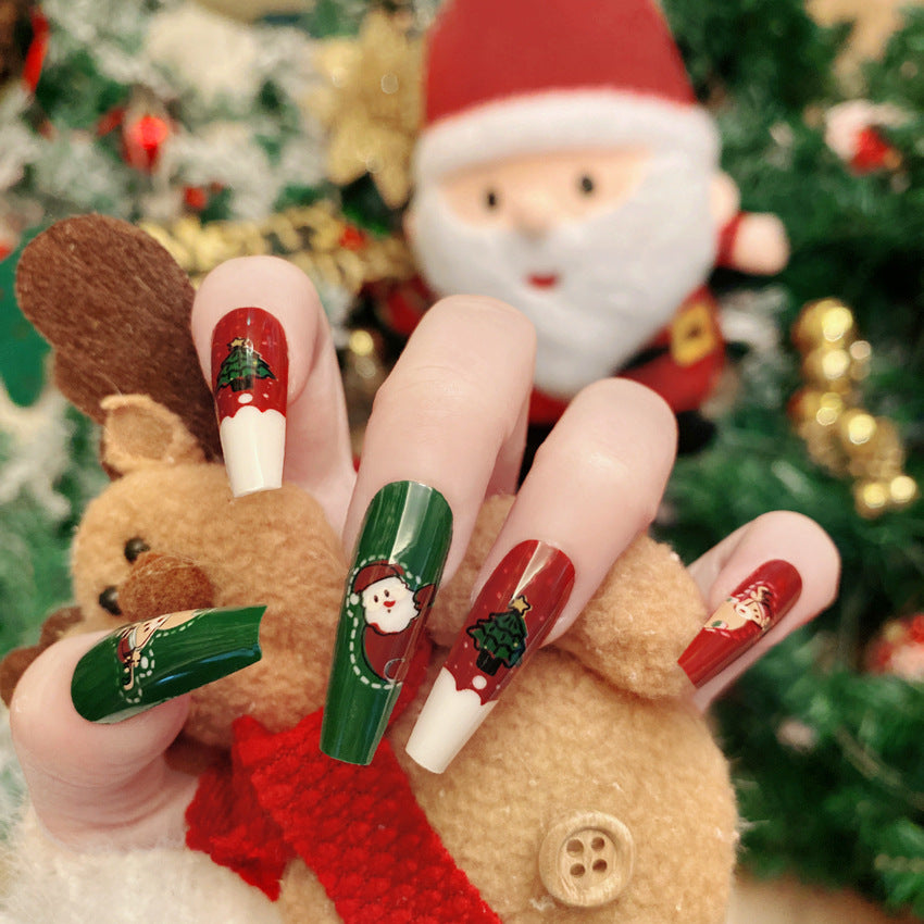 Fashion  nail New Christmas Wear Armor Snowflake Deer Elk Nail Tips Removable Fake Nails Wholesale P167
