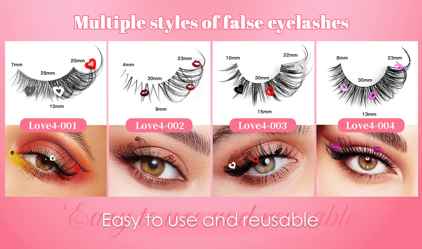 Eyelashes 4 pairs of oblique flying Fox false eyelashes natural thick curl cat eye false eyelashes