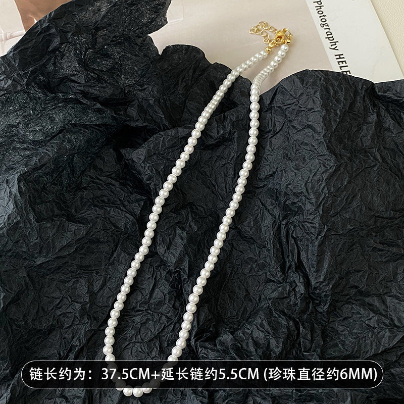 施家真多麻珍珠项链女时尚轻奢气质毛衣锁骨链小众高级感饰品批发