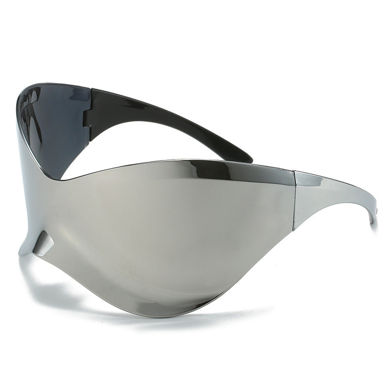 Women's fashion glasses 2023欧美大框太阳镜女潮Y2K千禧无框骑行墨镜男款跨境亚马逊爆款