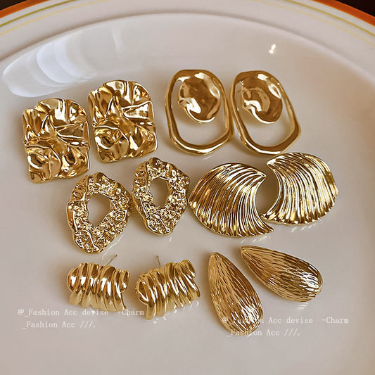 银针金属水滴不规则耳环欧美夸张冷淡风耳钉简约高级感耳饰批发女
