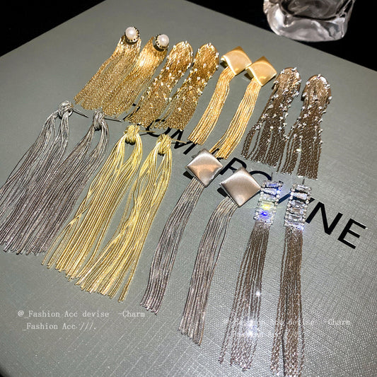 925银针金属流苏耳环欧美时尚设计感耳钉耳坠个性简约耳饰批发女
