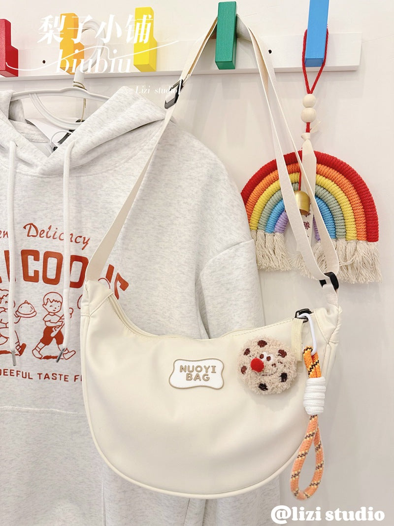 Dopamine Bag Free shipping Tattoo Crescent bag Crossbody bag Women's dopamine niche design Nylon cloth dumpling bag Wide shoulder strap Casual shoulder bag