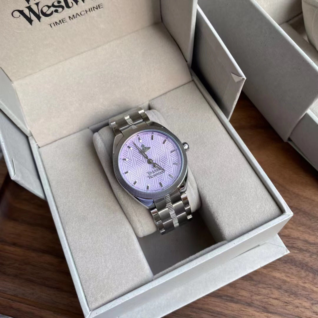Fashion women's watchOne Piece Dropshipping Weiwei'an Queen Mother Ice Crushing Blue Watch New Dark Plum Purple Women's Watch Pitaya Saturn Small Golden Watch