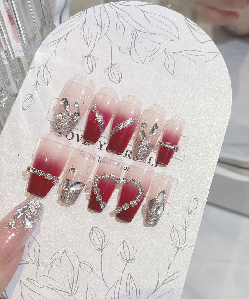 Fashion  nail New Diamond Manicure Wear Nail Ins Advanced Pure Desire Style Nail Patch Wear Nail Love Nail Stickers A43