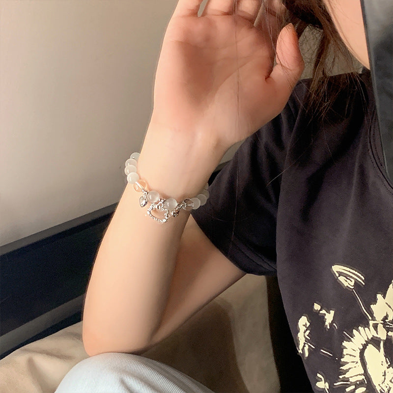珠宝首饰手饰手链哈喽kitty手链diy猫眼石水晶手串送女友闺蜜情侣手链时尚手饰批发