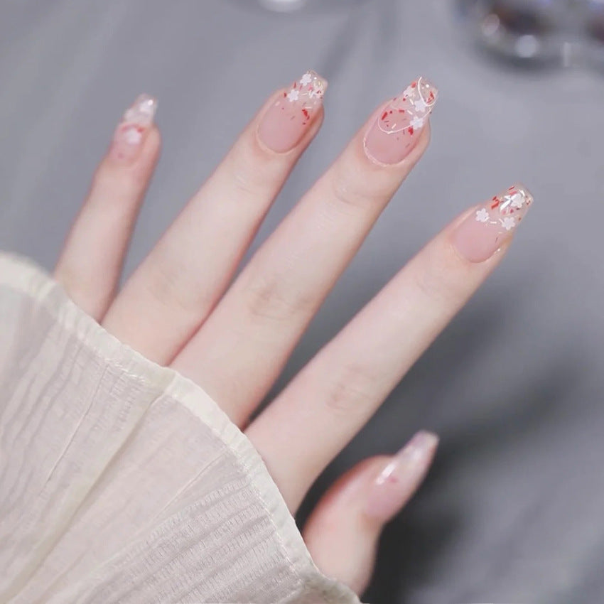 Fashion  nail Pure Desire Fresh Small Flower Long Finished Nail Beauty Wearable Fake Nails Removable Nail Tip Wearable Nail X77