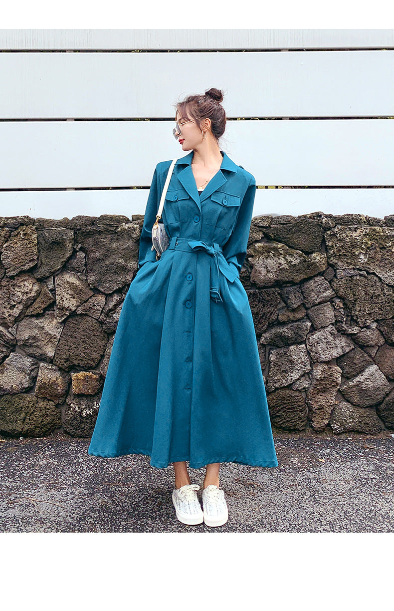 Fashion women's wear Real Shot Large Skirt Windbreaker Dress Women's Mid-Length 2024 Autumn and Winter Clothing New Waist Trimming Fashion Fashion Coat