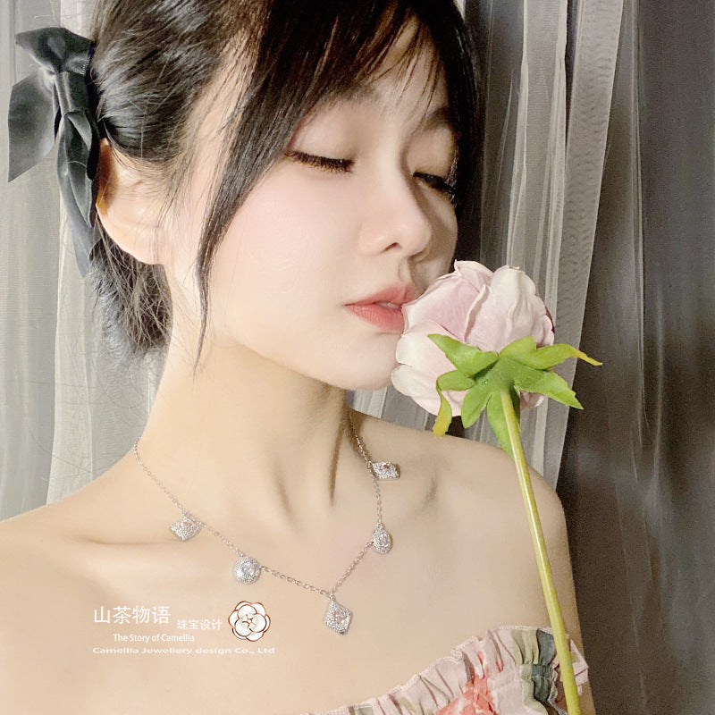 Camellia意大利布家拉丝工艺不规格项链气质高级感百搭粉粉颈链女