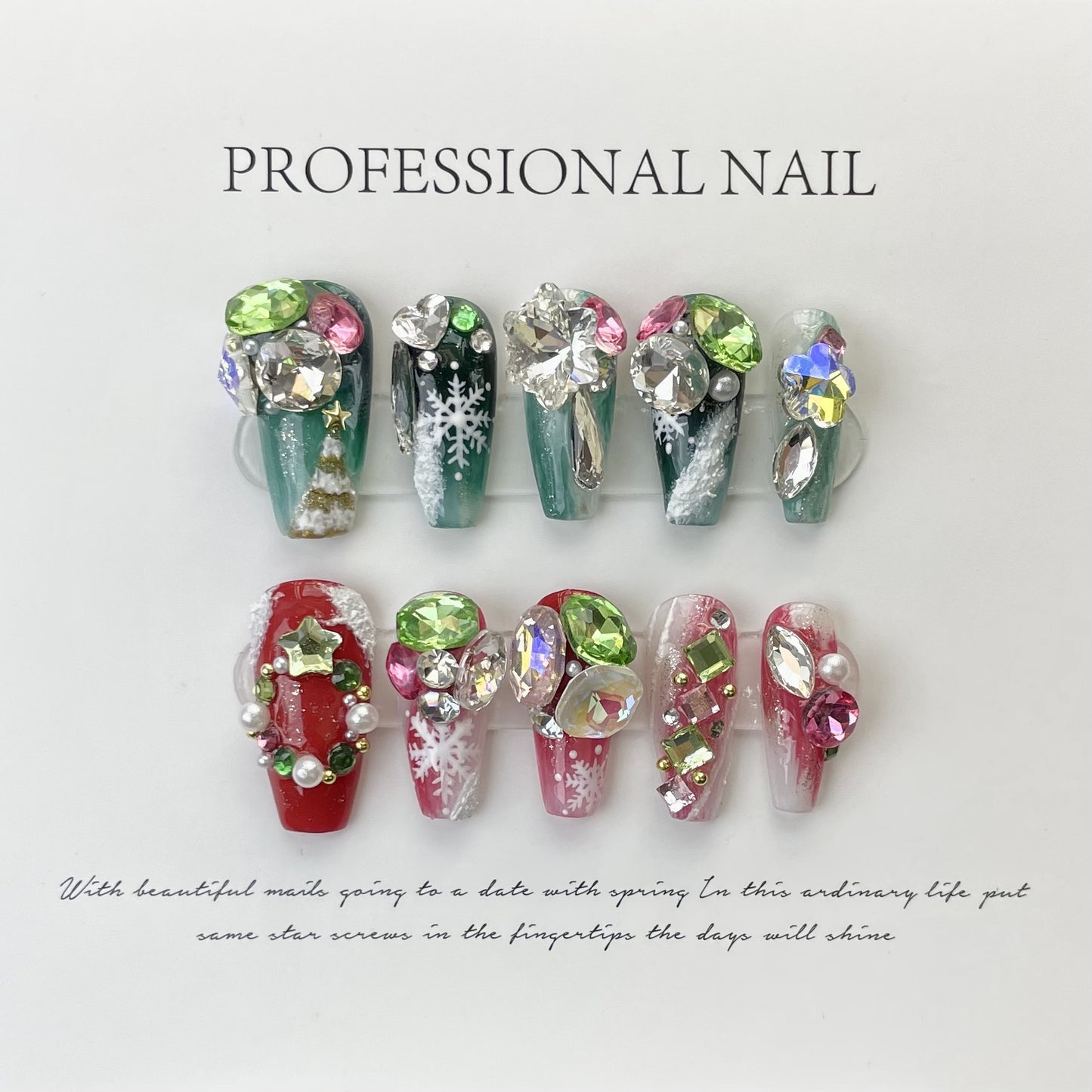 (reusable nail)Handmade Armor Wearing Fantasy Empress Dowager Xi, Silver White Silver Sparkling Spicy Girl Nail Beauty, European and American Cross border Foreign Trade, Long Pointed Nail