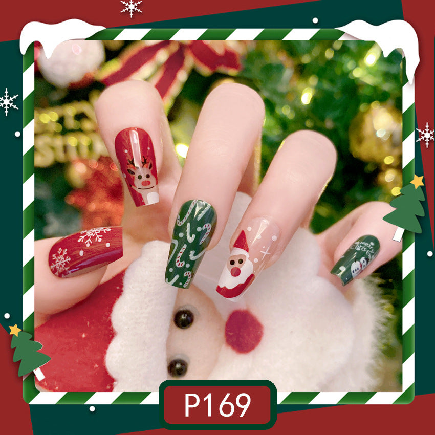 Fashion  nail Christmas New Purple Rabbit Cute Short Finished Nail Beauty Wearable Fake Nails Removable Nail Tip Wearable Armor