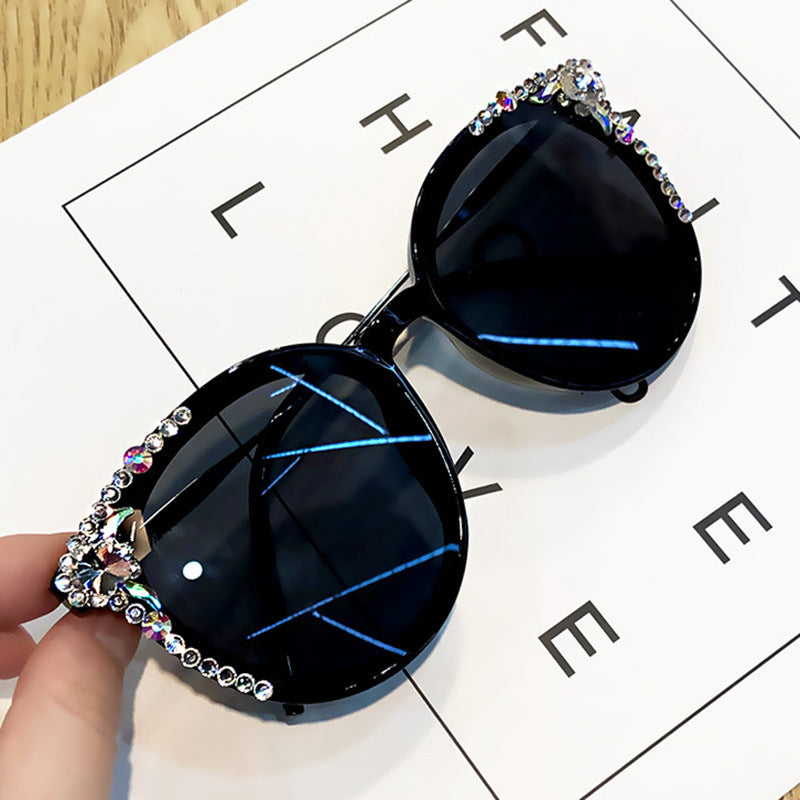 Women's fashion glasses新款GM太阳镜女明星同款网红韩版偏光眼镜圆脸潮镶钻墨镜女