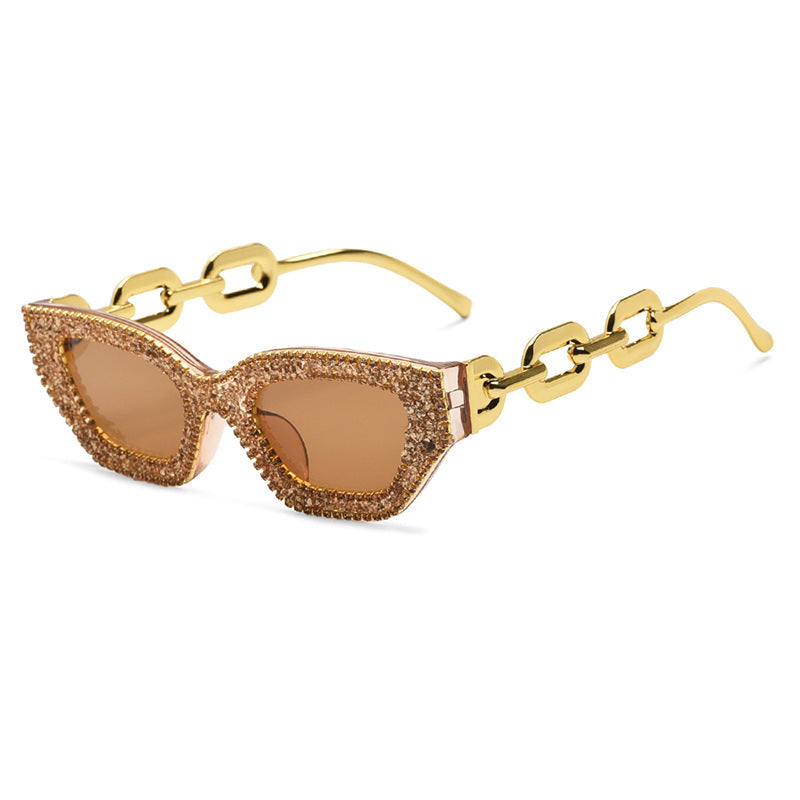 Women's fashion glasses 2023新款镶钻1382狐狸头偏光太阳镜女 时尚太阳眼镜防紫外线墨镜