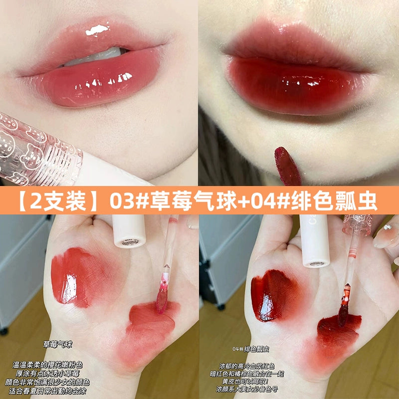 镜面水光玻璃口红唇釉女持久不易掉色口红平价学生番茄奶茶色泡泡唇釉