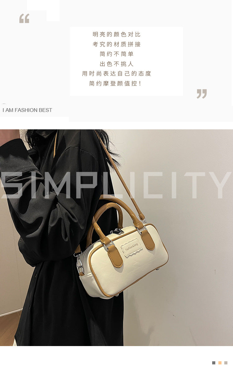 Dopamine Bag Free shipping Tattoo Fashion contrasting color Boston portable small bag women 2024 new spring dopamine Internet celebrity shoulder cross pillow bag
