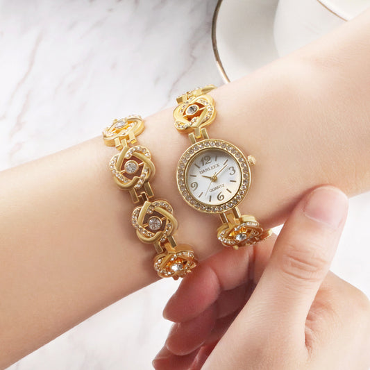 Fashion women's watch Cross-Border Wholesale Foreign Trade Fashion Heart-Shaped Diamond Women's Watch All-Match Rhinestone Fashion Quartz Bracelet Watch 2645