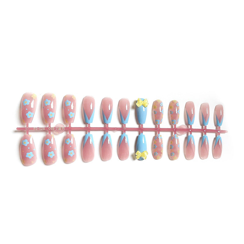 Fashion  nail Wearing Nail Nail Stickers Nail Patch Fake Nails Detachable Small Flower Bow Nail Nail Sticker X23