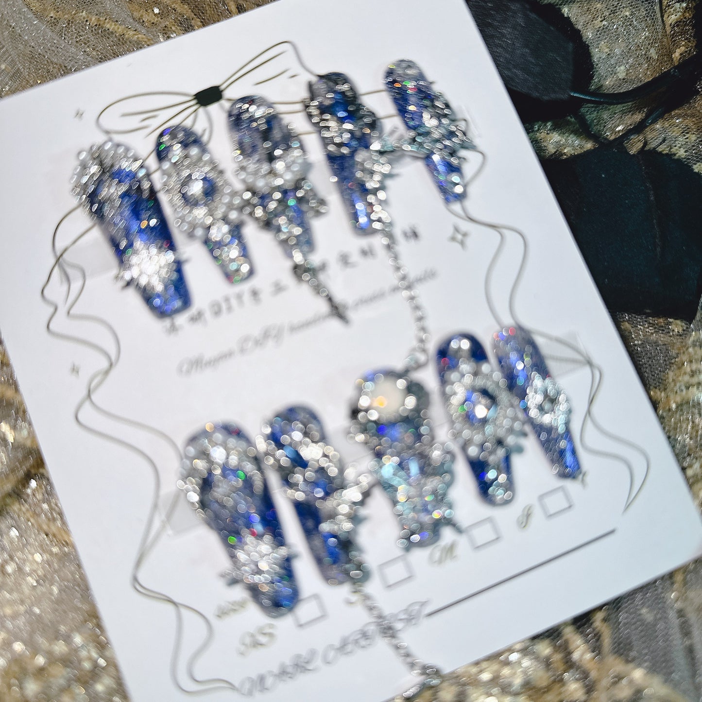 (Hand-Made Nail) Yanyan Handmade Nail Heavy Industry Miao' S Poison Luxury Dark Non-Mainstream Style Hot Girl Nail Beauty Rhinestone Wear Nail