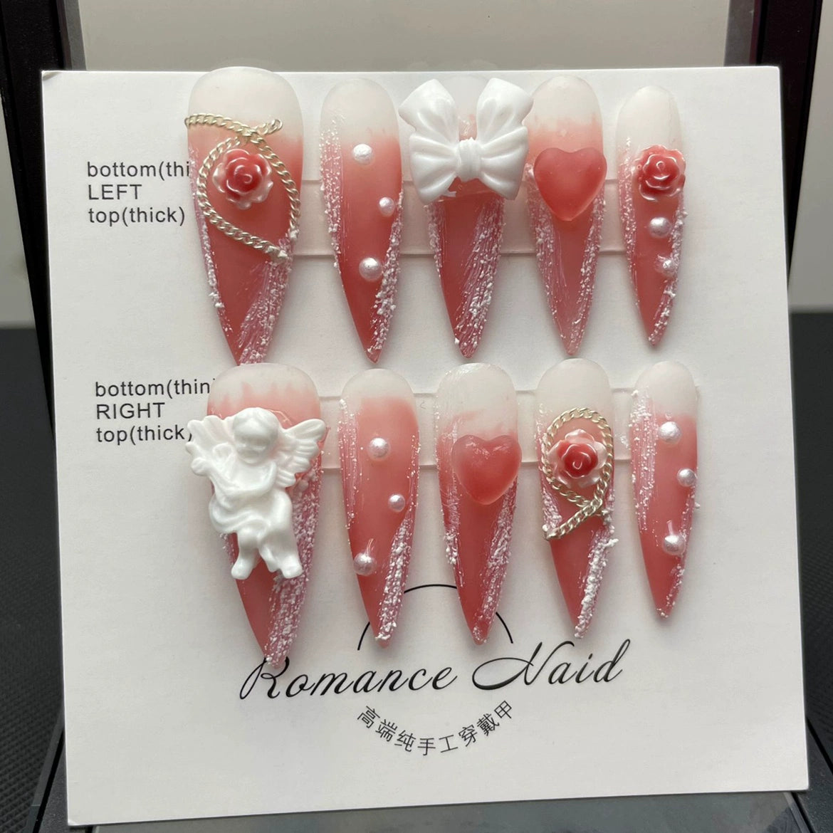 (Hand-made nail) super long wearing armor rose angel baroque rose plaster hand-made wearing nail new high-end sense detachable