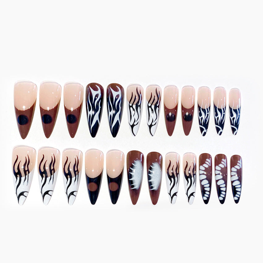 Fashion  nail Hot Girl Gothic Bone Female Halloween European and American Wear Nail Tip Press on Nails Fake Nails Manicure W18