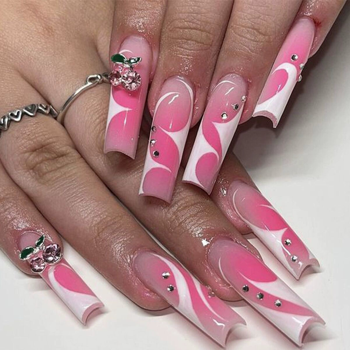 (Hand made nail) Kardashian, European and American Spicy Girl, Little Red Book, Dark Super Long, Internet Celebrity Cross border Nail Art, Detachable and Reusable Nail