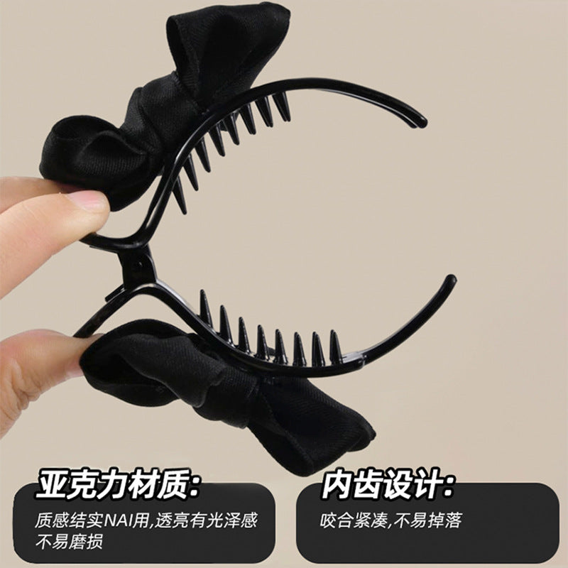 迪丽热巴同款网纱蝴蝶结发夹时尚个性抓夹盘发鲨鱼夹小众发饰批发