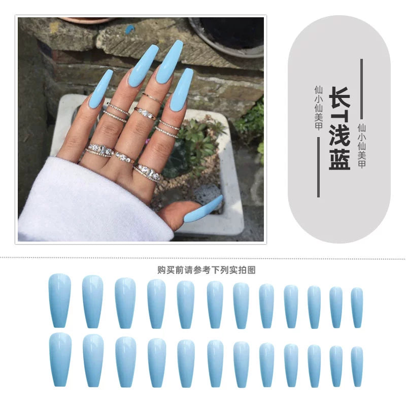 (Hand-made nail)猩红玛丽尖头欧美风暗黑cos舞蹈假指甲片成品延长穿戴美甲贴nail
