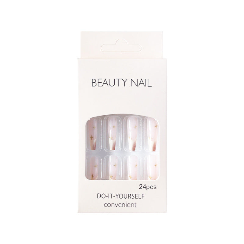 星星晕染穿戴甲法式nails 跨境美甲片外贸假指甲棺材甲型美甲贴片