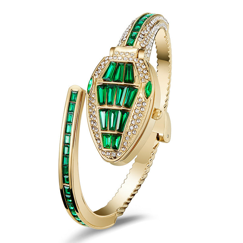 Fashion women's watchLight Luxury Women's Snake-Shaped Bracelet Light Luxury Opening Bracelet Watch Diamond-Embedded Personality Fashion Women's Watch Quartz Watch