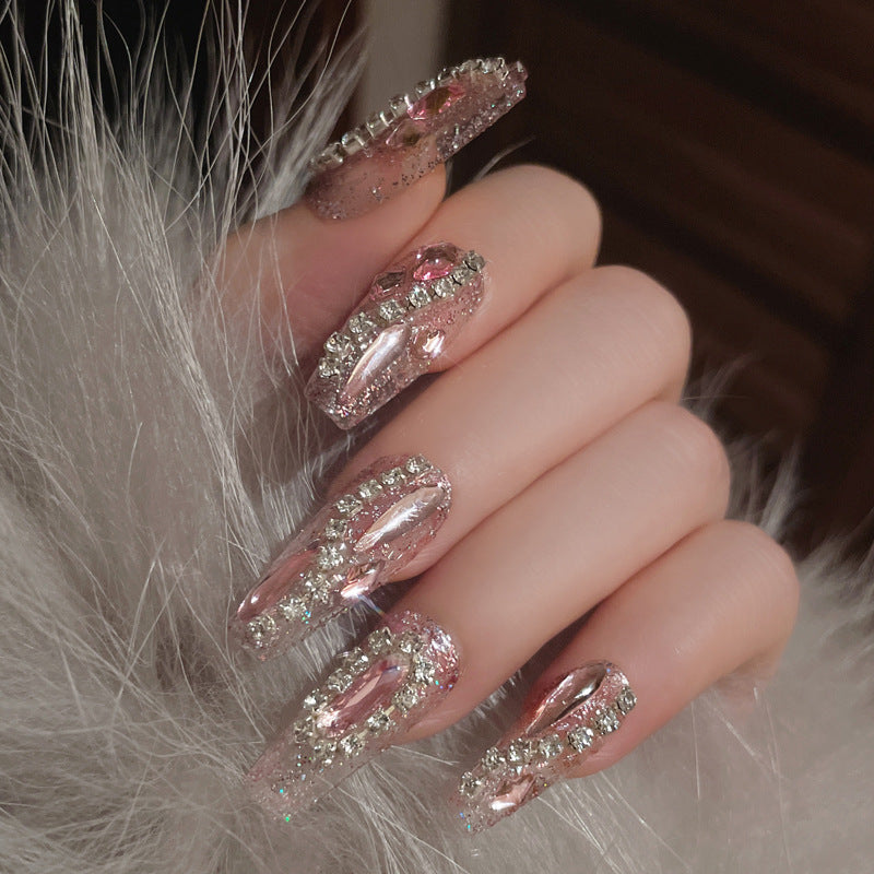 Fashion  nail Manicure Wear Nail Ins Advanced Pure Desire Wind Nail Patch Finished Product Wear Nail Full Diamond Big Diamond Nail Stickers U3