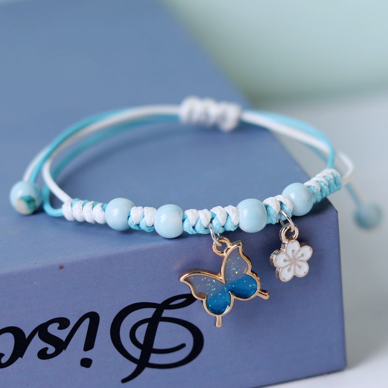 首饰手链Rinhoo Fashion Handmade Purple Butterfly Flower Bracelet For