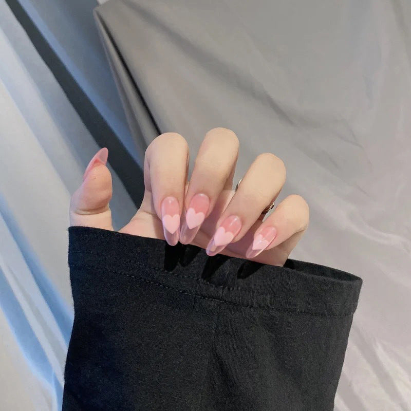 Fashion  nail Internet Celebrity Fake Nail Patch Wear Armor Finished Product Nail Tip Love Heart Nail Stickers Removable Nail Patch N12