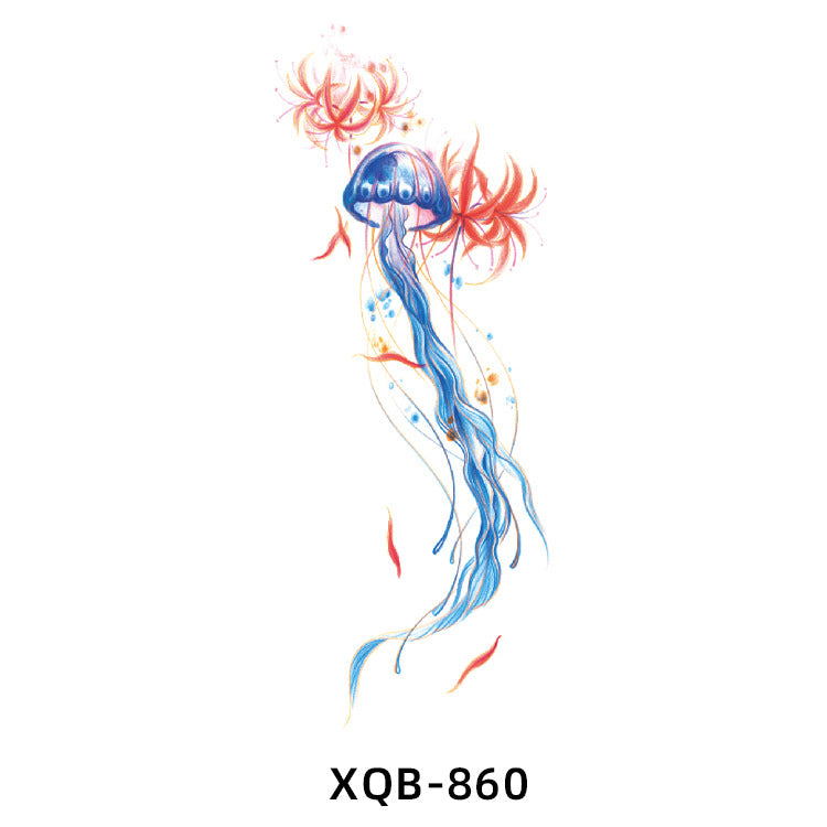 Free shipping Tattoo Small Full Arm Animal Tattoo Tattoo Sticker Half Sleeve Simulation Waterproof Black and White, Colored Flower Men and Women Tattoo Sticker Paper Wholesale
