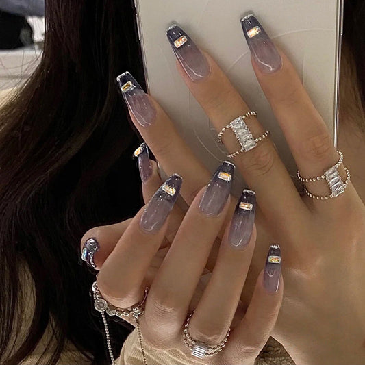 Fashion  nail European and American Dark Wear Armor Nail Stickers Nail Patch Fake Nails Removable Nail Tip Nail Sticker X21
