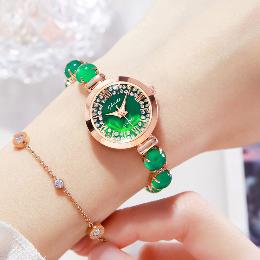 Women's fashion watch  New Roman numerals diamond emeralds women's watch