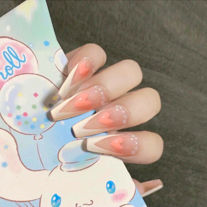 Fashion  nail Wear Armor Nail Stickers Nail Patch Fake Nails Removable Love Heart Nail Tip Nail Sticker X17
