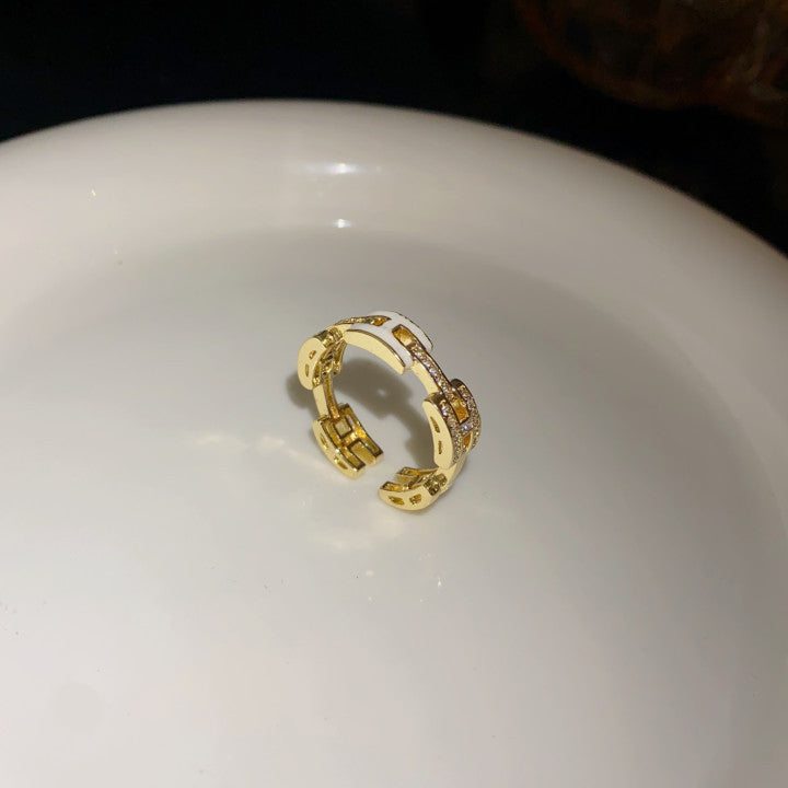 简约锆石几何开口戒指轻奢小众高级感食指戒网红百搭时尚手饰批发