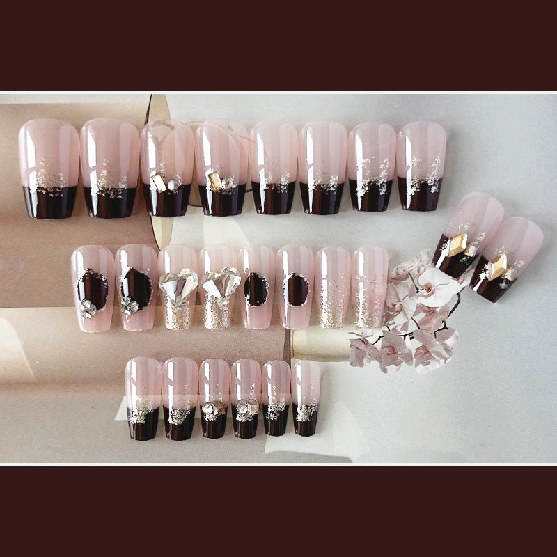 奢华琉金穿戴甲新年指甲贴片香槟美甲片半手工假指甲重工美甲贴片