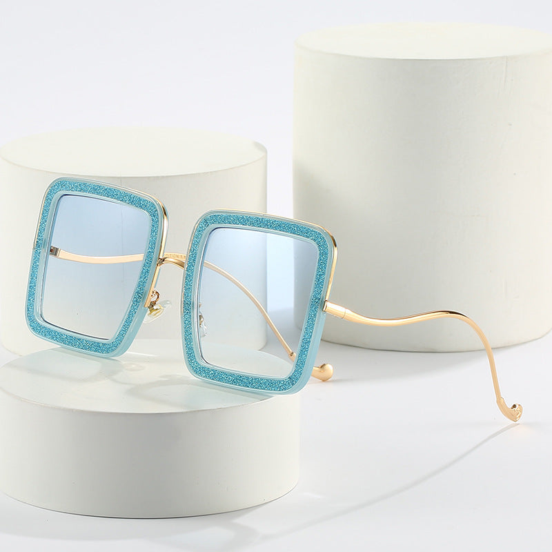 Women's fashion glasses 2022新款方框太阳镜 欧美网红ins街拍风尚眼镜个性闪钻搞怪墨镜女