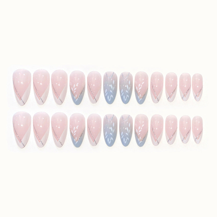 Fashion  nail European and American Wear Nail Polish French Gradient Milky White Blooming Source Wear Nail Wearable Nail Patch W20